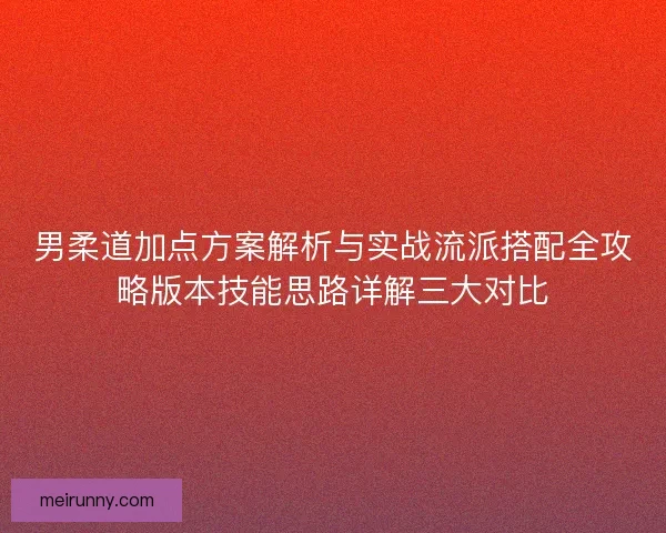 男柔道加点方案解析与实战流派搭配全攻略版本技能思路详解三大对比