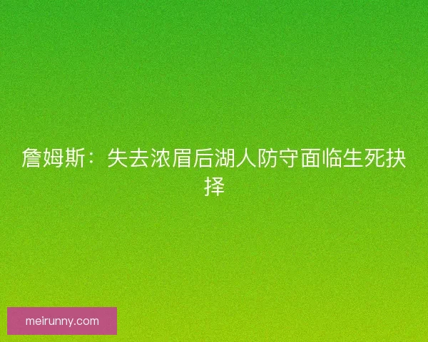 詹姆斯：失去浓眉后湖人防守面临生死抉择
